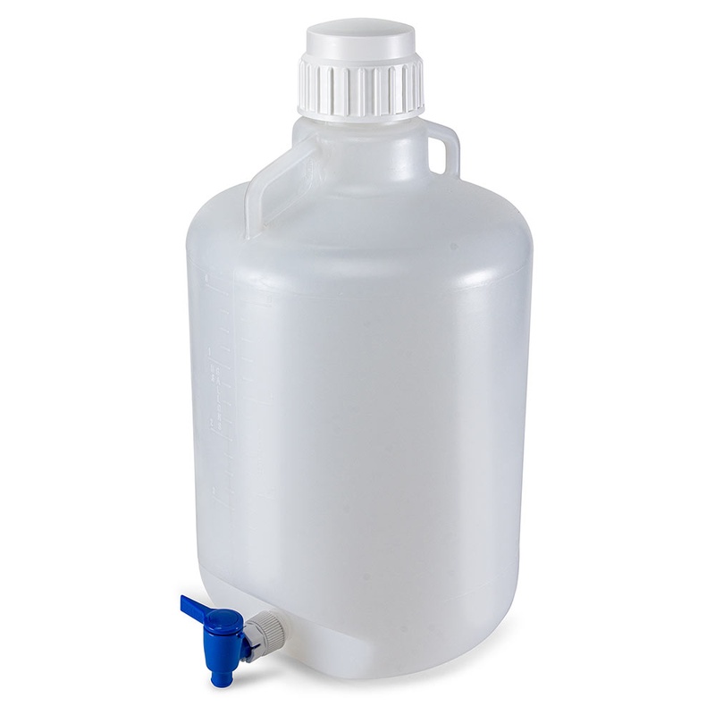 Globe Scientific Round Carboy, 20L Vol, Screw Cap Lid, White