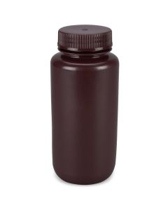 Globe Scientific Bottle, Amber Wide Mouth, Round, HDPE, 500mL