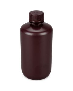 Globe Scientific Bottle, Amber Narrow Mouth, Rnd, HDPE, 250mL