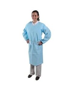 AlphaPro Gown, White, Full Cover W/Banded Ties, Elastic Wrist, Size UNIV