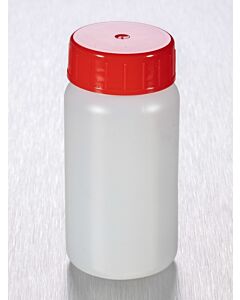 Corning® Gosselin™ Round HDPE Bottle, 50 mL, 27 mm Red Cap with Wad, Assembled, Sterile, 600/Case