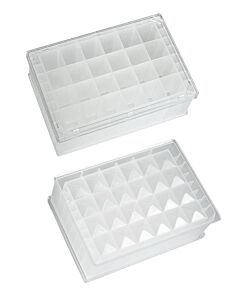 JG Finneran Porvair 24 Square Well, V-Bottom 10ml/Well Polypropylene Sterile Complete With Lid & Barcode: Libbed; Sterile