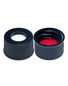 JG Finneran 13-425mm Black Open Hole Polypropylene Closure, Red Ptfe/Silicone Septa, 0.065" 10-Pk(100) Qty (1000)