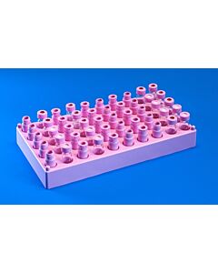 JG Finneran 50 Position Pink Polypropylene Stackaule Rack For 12mm Vials And Tubes, Autoulavaule