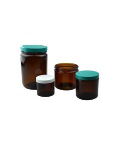Qorpak 8oz (240ml) Amber Glass Straight Sided Round With 70-400 Neck Finish, Jar Only