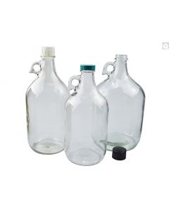 Qorpak 128oz (3,840ml) Clear Jug With 38-400 Black Phenolic Rubber Lined Cap Attached