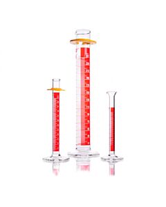 DWK KIMBLE® KIMAX® Graduated Cylinder, Class B, with Single White Scale, Red Stripe and Bumper, 100mL