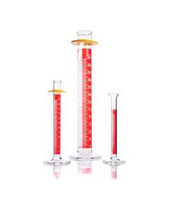 DWK KIMBLE® KIMAX® Graduated Cylinder, Class B, with Single White Scale, Red Stripe and Bumper, 250mL