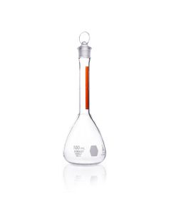 DWK KIMBLE® KIMAX® Volumetric Flask, Class A, with Red Stripe and Pennyhead Glass, 100 mL