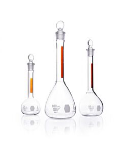 DWK KIMBLE® KIMAX® Volumetric Flask, Class A, with Red Stripe and Pennyhead Glass, 1000 mL