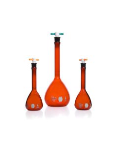 DWK KIMBLE® RAY-SORB® Volumetric Flask, Class A, with Color-Coded PTFE Stopper, 100 mL