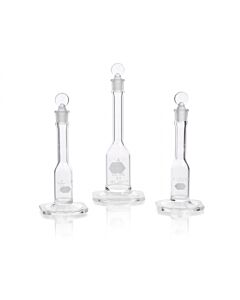 DWK KIMBLE® KIMAX® Serialized and Certified Volumetric Flask, Class A, with Pennyhead Glass Stopper and Wide Base, 1 mL