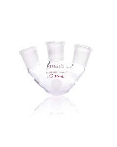 DWK KIMBLE® KONTES® Angled Three Neck Round Bottom Flask, 14/20, 14/20, 15 mL