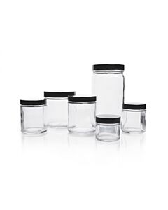 DWK KIMBLE® Clear Straight-Sided Jars, White Rubber, 60 mL