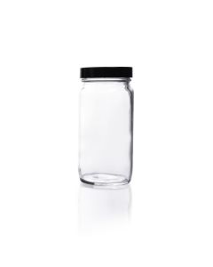 DWK KIMBLE® Clear Glass Straight-Sided Jars, tall form, Convenience Packs (Caps Attached), 250 mL, Pulp / Vinyl