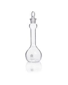 DWK KIMBLE® KONTES® Volumetric Flask, Class A, with Mixing Bulb and Pennyhead Glass Stopper, Wide Mouth, 50 mL
