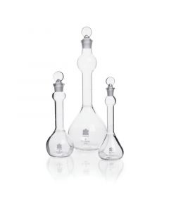 DWK KIMBLE® KONTES® Volumetric Flask, Class A, with Mixing Bulb and Pennyhead Glass Stopper, Wide Mouth, 100 mL