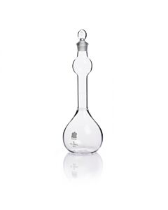 DWK KIMBLE® KONTES® Volumetric Flask, Class A, with Mixing Bulb and Pennyhead Glass Stopper, Wide Mouth and Heavy Wall, 100 mL