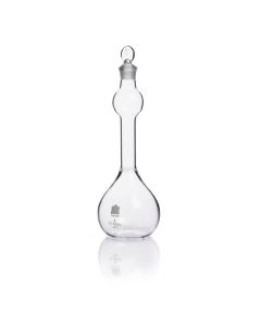DWK KIMBLE® KONTES® Volumetric Flask, Class A, with Mixing Bulb and Pennyhead Glass Stopper, Wide Mouth and Heavy Wall, 200 mL