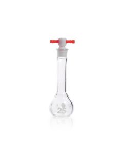 DWK KIMBLE® KIMAX® Volumetric Flask, Class A, Heavy Duty, Wide-Mouth, Color Coded PTFE Stopper, 25 mL