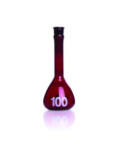 DWK KIMBLE® RAY-SORB® Volumetric Flask, Amber, Class A, Heavy Duty, Wide Mouth, without Stopper, 100mL
