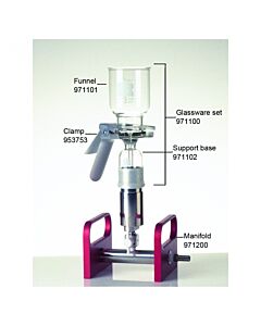 DWK KIMBLE® Solid Phase Extraction Glassware and Manifold, Six 47 mm Sets of Glassware and One 6-place Manifold