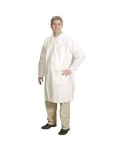 AlphaPro Lab Coat, White, Inset Sleeve, Tapered Collar, 3 Pockets, Size S