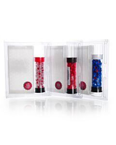 DWK WHEATON® µL MicroLiter® Kit, 12x32mm vial, 9mm caps with PTFE/Silicone septa, clear with patch, blue cap
