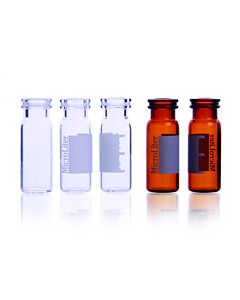 DWK WHEATON® µL MicroLiter® 12 x 32 mm Vials, 11mm Snap Caps, Clear, Non-Silanized, With Patch