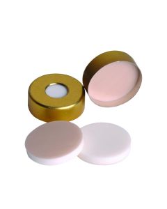 DWK WHEATON® µL MicroLiter® 20 mm Crimp Seal With Septa, Steel Crimp Seals Apron, Tan PTFE / White Silicone, 0.130”, Standard Apron