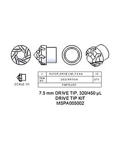 Agilent Technologies Drive Tip Kit, 7.5 mm, 450 µL. Contains 10 x PCTFE drive tips