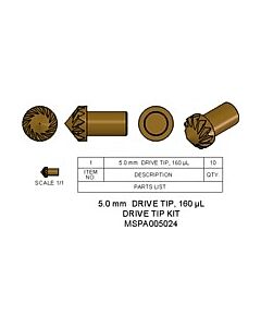 Agilent Drive Tip Kit, 5.0 mm; 160uL/105uL; MSPA005024