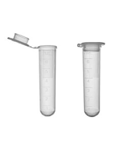 MTC Bio Round Bottom Tube with Attached Snap Cap, 7mL, Molded Graduations, Frosted Marking Area, Sterile, 10 bags of 100 tubes, 1000/cs