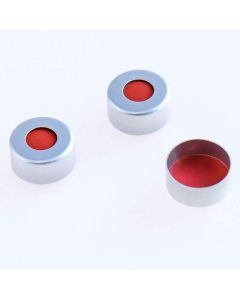Perkin Elmer 11 Mm Crimp Top Aluminum Silver Cap With Ptfe/Red Rubber Septa (100/Pack) - PE (Additional S&H or Hazmat Fees May Apply)