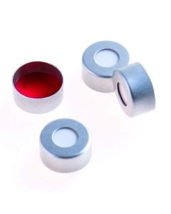 Perkin Elmer 11 Mm Crimp Top Aluminum Silver Cap With Ptfe/Silicone Septa (White/Red) (100/Pack) - PE (Additional S&H or Hazmat Fees May Apply)