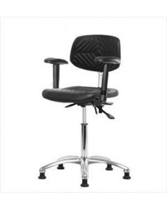 Neta ECOM Clean Room Polyurethane Medium Bench Height Chair - Chrome Base