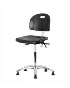 Neta ECOM Clean Room Handle Polyurethane Medium Bench Height Chair - Chrome