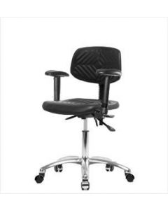 Neta ECOM Polyurethane Desk Height Chair - Chrome Base Tilt Arms Chrome