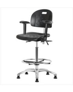Neta ECOM Clean Room Handle Polyurethane High Bench Height Chair - Chrome