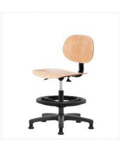 Neta ECOM Wood Medium Bench Height Chair - Nylon Base, Black Foot