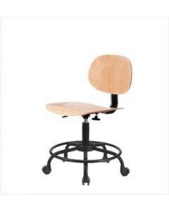 Neta ECOM Wood Desk Height Chair - Round Tube Base, Casters Seven-Ply