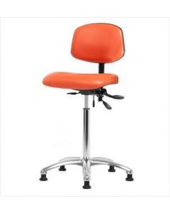 Neta ECOM Vinyl Medium Bench Height Chair - Chrome Base Glides Orange