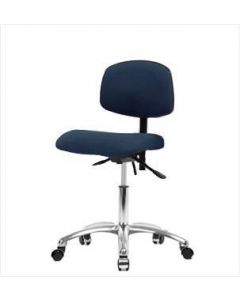 Neta ECOM Fabric Desk Height Chair - Chrome Base Chrome Casters Blue