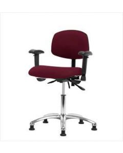 Neta ECOM Fabric Desk Height Chair - Chrome Base Arms Glides Burgundy