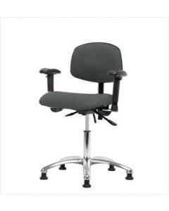 Neta ECOM Fabric Desk Height Chair - Chrome Base Arms Glides Grey