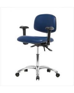 Neta ECOM Esd/Clean Room Medium Bench Height Chair - Chrome Base Arms