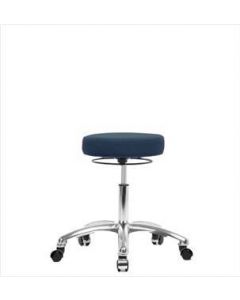 Neta ECOM Fabric Desk Height Stool - Chrome Base, Chrome Casters Blue