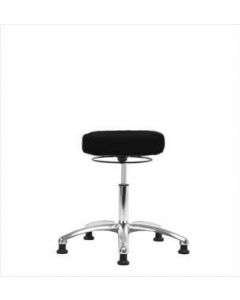Neta ECOM Fabric Desk Height Stool - Chrome Base, Glides, Black Fabric