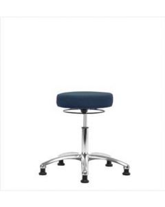 Neta ECOM Fabric Desk Height Stool - Chrome Base, Glides, Blue Fabric