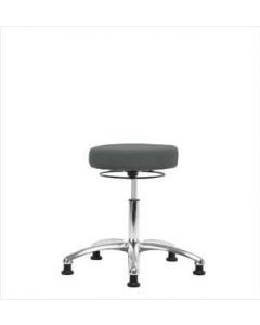 Neta ECOM Fabric Desk Height Stool - Chrome Base, Glides, Grey Fabric